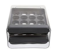 Alipis Tiroir à Œufs Ménager 32 Compartiments Gris, Boîte de Réfrigérateur Transparente Double Couche, Porte-œufs Réutilisable et Résistant à L'usure, Rangement Pratique pour