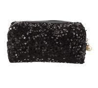 Alipis Trousse de Toilette Carrée à Sequins pour Femmes, Capacité Fermeture Éclair Sécurisée, en Tissu Oxford Noir, pour Voyage ou Cadeau