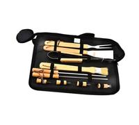 Alipis Ustensiles de Barbecue Portables pour Camping avec Housse de Transport Incluse Spatule Fourchette Pince et Couteau