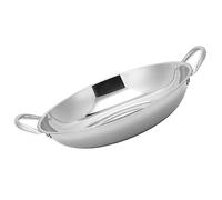 Alipis Wok Acier Inoxydable Avec Poignées Antiscalding Ustensile De Cuisine Pratique Pour Fondue Fruits De Mer Et Viandes