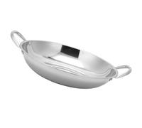 Alipis Wok en Acier Inoxydable Antiadhésif, Double Poignée, Fond Plat 22 CM, Résistant aux Hautes Températures, pour Fruits de Mer et Fondues, la Cuisine Domestique et Professionnelle