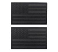 AliPlus Lot de 2 patchs de drapeau américain 12,7 x 7,6 cm Patchs réfléchissants infrarouges découpés au laser avec crochet et boucle (écusson drapeau américain noir)
