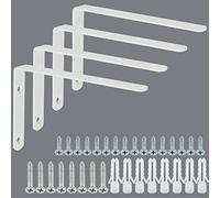 Alise Lot de 4 supports d'étagère flottants, supports blancs pour étagères, support mural en L, support d'angle en acier inoxydable pour support de suspension de planche en bois, 15,2 x 10,2 cm