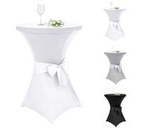 Alishomtll 1er Set de Housses pour Table de Bar avec Boucle, Ø60cm Housses Extensibles pour Table de Bar, Élégantes Housses Élastiques pour Table Ronde de Bistro, Banquet, Mariage (Ø60x110cm, Blanc)