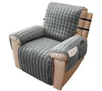 Alishomtll Housse d'accoudoirs pour canapé relax, fauteuil de relaxation, fauteuil TV 2 places, protection de fauteuil, antidérapante et résistante aux rayures, avec 2 poches et 2 sangles, 116 x 190