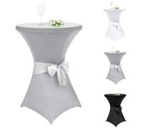 Alishomtll Lot de 1 housse de table haute avec nœud - Diamètre 80 cm - Extensible - Élégantes housses de table élastiques - Pour table de bistrot, table haute, banquet, mariage (Diamètre 80 x 110 cm