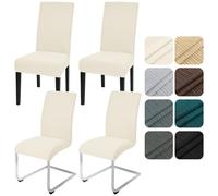 Alishomtll Lot de 4 housses de chaise extensibles pour chaises de salle à manger basculantes universelles, lavables et amovibles, protection pour cuisine, banquet, mariage, hôtel, restaurant (beige, 4