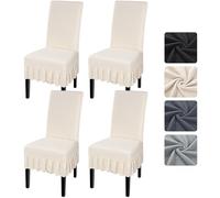 Alishomtll Lot de 4 housses de chaise extensibles universelles pour chaise basculante, élastiques et amovibles, lavables à poils courts, pour cuisine, salle à manger, hôtel, banquet (beige, 4 pièces)