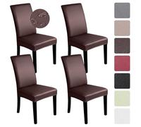 Alishomtll Lot de 4 housses pour chaises en PU cuir synthétique, élastiques, imperméables, universelles, lavables, pour chaises cantilever, pour cuisine, restaurant, hôtel, mariage (café, 4 unités)