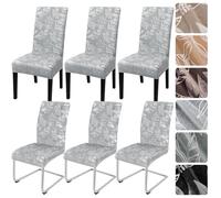 Alishomtll Lot de 6 housses de chaise en velours élastiques pour chaises de salle à manger amovibles, pour cuisine, restaurant, hôtel, banquet (gris clair)