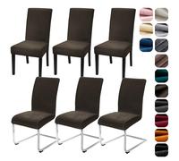 Alishomtll Lot de 6 housses de chaise en velours extensible - Café