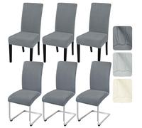 Alishomtll Lot de 6 housses de chaise universelles extensibles pour chaises basculantes, rayures jacquard - Lavables - Pour cuisine, banquet, mariage, fête, hôtel (gris foncé, 6 pièces)