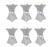 Alishomtll Lot de 6 housses de table haute avec nœud - Diamètre 80 cm - Extensible - Élégantes housses de table élastiques - Pour table de bistrot, table haute, banquet, mariage (Diamètre 80 x 110 cm