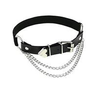 alisikee Jarretière en cuir réglable avec chaînes, élastique punk rock pour femmes et filles - noir - Taille Unique