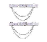 alisikee Jarretière réglable avec chaînes, jarretières élastiques punk pour femme, 1 paire, blanc, taille unique