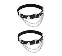 alisikee Jarretière réglable avec chaînes, jarretières élastiques punk pour femme, 1 paire, noir, taille unique
