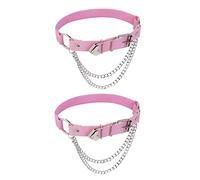 alisikee Jarretière réglable avec chaînes, jarretières élastiques punk pour femme, 1 paire, rose, taille unique