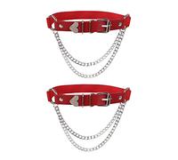 alisikee Jarretière réglable avec chaînes, jarretières élastiques punk pour femme, 1 paire, Rouge, taille unique