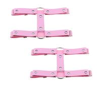 alisikee Lot de 2 Harnais de Jambe en Cuir élastique réglable 2 rangées Style Punk pour Femme - Rose - Taille M