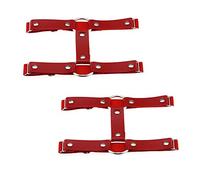 alisikee Lot de 2 Harnais de Jambe en Cuir élastique réglable 2 rangées Style Punk pour Femme - Rouge - Taille M