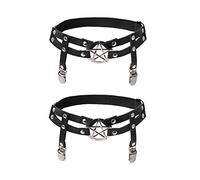 alisikee Lot de 2 jarretelles réglables en forme d'étoile avec clips antidérapants - Style gothique - Pour femme et fille