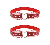alisikee Lot de 2 jarretières réglables en dentelle en forme de cœur pour femme, Rouge, taille unique