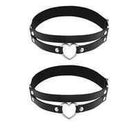 alisikee Lot de 2 porte-jarretelles élastiques réglables en forme de cœur pour femme, Noir, taille unique