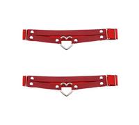 alisikee Lot de 2 porte-jarretelles élastiques réglables en forme de cœur pour femme, Rouge, taille unique