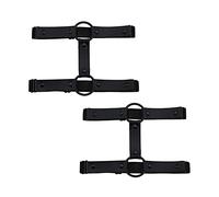 alisikee Lot de 2 porte-jarretelles réglables en simili cuir, 2 rangées, élastiques punk, pour femme, noir Taille unique