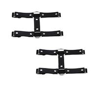 alisikee Lot de 2 porte-jarretelles réglables en similicuir à 2 rangées pour femmes - Noir/rouge/rose/blanc/marron, noir, Medium