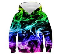 ALISISTER 3D Drôle Pull À Capuche Garçons Filles Cool Coloré Fumer Graphique Hoodie Pullover Sweat-Shirt avec De Grandes Poches pour Enfants L=11-13 Ans