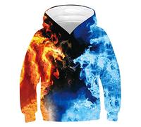 ALISISTER 3D Drôle Pull À Capuche Garçons Filles Cool Galaxie Dragon Graphique Hooded Pullover Sweatshirt avec De Grandes Poches pour Enfants L=11-13 Ans