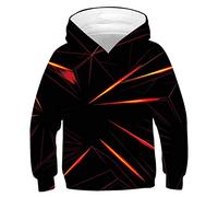 ALISISTER Nouveauté Pull À Capuche Enfants 3D Cool Géométrie Motif Sweat À Capuche Garçons Filles Casual Sport Partie Sweat-Shirt M=8-10 Ans