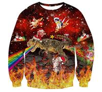 ALISISTER Ugly Noël Pull Chat Dinosaure Elfe Graphique Xmas Pull Sweat-Shirt Adolescent Garçon Fille Fête Festival De Vacances Célébration T-shirt M
