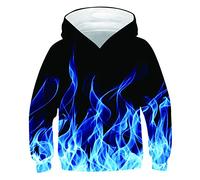 ALISISTER Unisex 3D Fumer Bleu Hoodie Enfant Imprimé Décontracté Sweat à Capuche Sport Gym Sweatshirts Jumpers Garçons Filles L=11-13 Ans