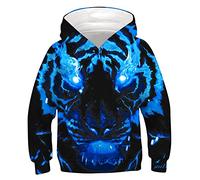 ALISISTER Unisexe Adolescent 3D Pull À Capuche Cool Galaxie Loup Sweat À Capuche Numérique avec Poches Printemps Automne Sweat-Shirt Tops Enfants XL=14-16 Ans