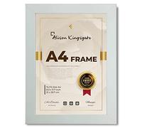 Alison Kingsgate Cadre photo A4 gris clair - 29,7 x 21 cm - Utilisation pour cadres photo - Cadre gris - Cadre A4 avec feuille de plexiglas transparente et crochet de fixation murale (gris clair)