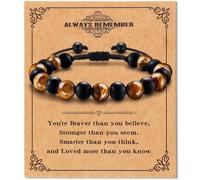 Alissl Bracelets œil de tigre pour adolescents garçons - Bracelet en pierre naturelle de 8 mm - Bracelet fait à la main réglable en perles - Cadeau de chance pour fils, petit-fils, frère, 6-10In