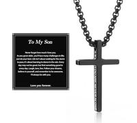 Alissl Collier avec pendentif en forme de croix pour homme et garçon, en acier inoxydable 316L, verset de la Bible, cadeau inspirant pour prière, première communion, confirmation, Noël, Small, Acier