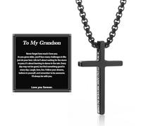 Alissl Collier avec pendentif en forme de croix pour homme et garçon, en acier inoxydable 316L, verset de la Bible, cadeau inspirant pour prière, première communion, confirmation, Noël, Small, Acier