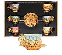 Alisveristime Lot de 12 tasses à café expresso turc grec arabe en porcelaine (doré)