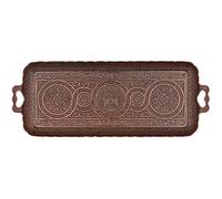 Alisveristime Plateau rectangulaire turc ottoman pour café, thé, boissons (petit plateau) (33 x 14 cm) (cuivre)