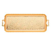 Alisveristime Plateau rectangulaire turc ottoman pour café, thé, boissons (petit plateau) (33 x 14 cm) (doré)