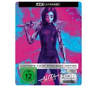 Alita: Battle Angel Steelbook 4K [2Blu-Ray]+[Blu-Ray 3D] [Region Free] (Audio français. Sous-titres français)