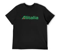 Alitalia Italian Airline T-Shirt Graphic Tee Printed Top Mens Black Shirt XXL