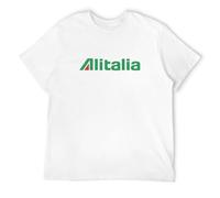 Alitalia Italian Airline T-Shirt Graphic Tee Printed Top Mens White Shirt 3XL