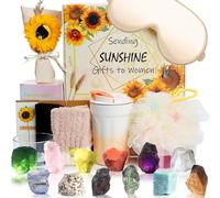 Alitifiy Get Well Soon Boîte d'emballage pour soins personnels, cadeau d'anniversaire et de Noël pour femme, tournesol relaxant avec 12 pierres de guérison, cadeaux de soleil et de bien-être pour elle