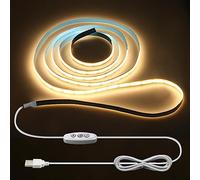 ALITOVE Bande LED COB - 2 m - Rétroéclairage LED TV - USB - Intensité variable - 320 LED/m - 5 V - Blanc chaud - 3000 K - Pour éclairage sous armoire suspendue - Chambre à coucher - Décoration de