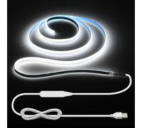 ALITOVE Bande LED COB 5 V - 1 m - Intensité variable - 5 mm de large - Blanc froid - 6000 K - 400 LED - Avec interrupteur - Pour chambre à coucher, TV, rétroéclairage mural - Décoration de cuisine DIY