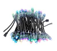 ALITOVE WS2811 Lot de 50 lampes LED pixelles adressables 5 V 12 mm Module de pixels LED RVB rond Noir Étanche IP68